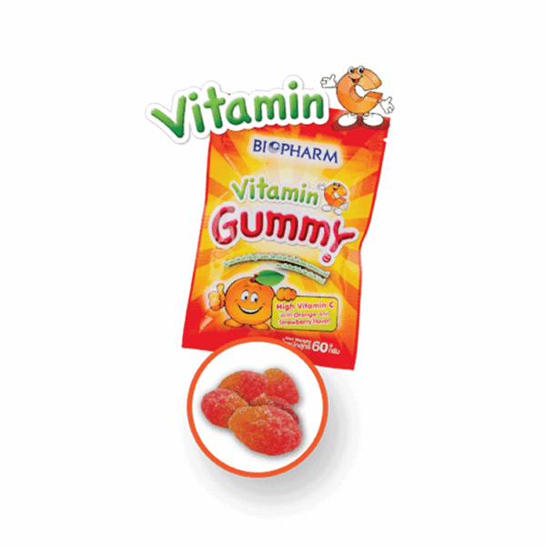 Vitamin C Gummy กลิ่นส้มและสตรอเบอร์รี่ 60 g
